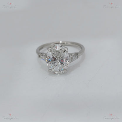 3 Ct IGI Certified Oval Diamond Three Stone Ring