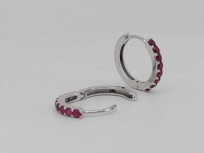 Natural Ruby Earrings / Huggie Earrings / 14k Gold 10MM Ruby Huggie Hoop Earrings / July Birthstone / Last Minute Gift Idea, Gift for Mom
