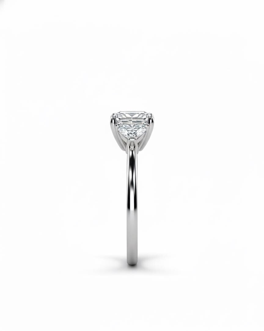 5 Ct IGI Certified Radiant Lab Diamond Three Stone Engagement Ring
