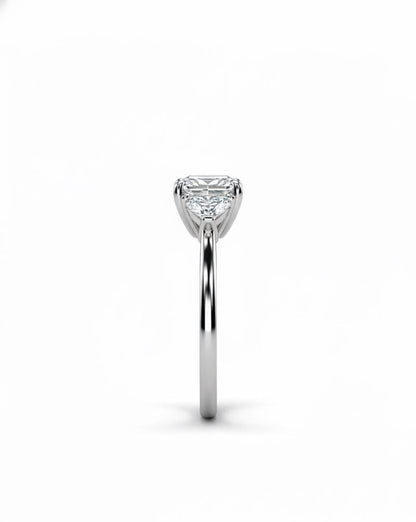 5 Ct IGI Certified Radiant Lab Diamond Three Stone Engagement Ring