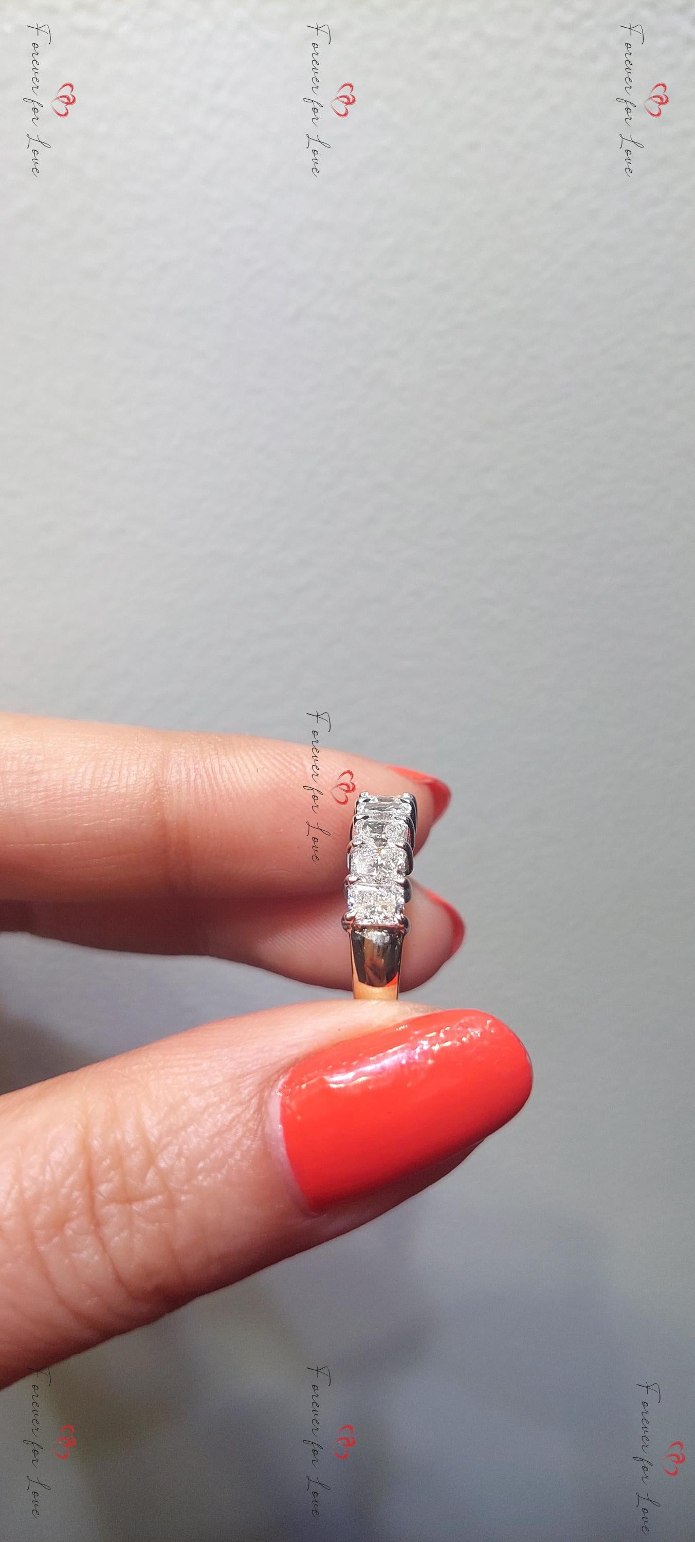 Radiant Labordiamant-Halb-Eternity-Band Radiant cut Moissanite engagement ring in 935 Argentium Silber — custom handcrafted by Forever For Love