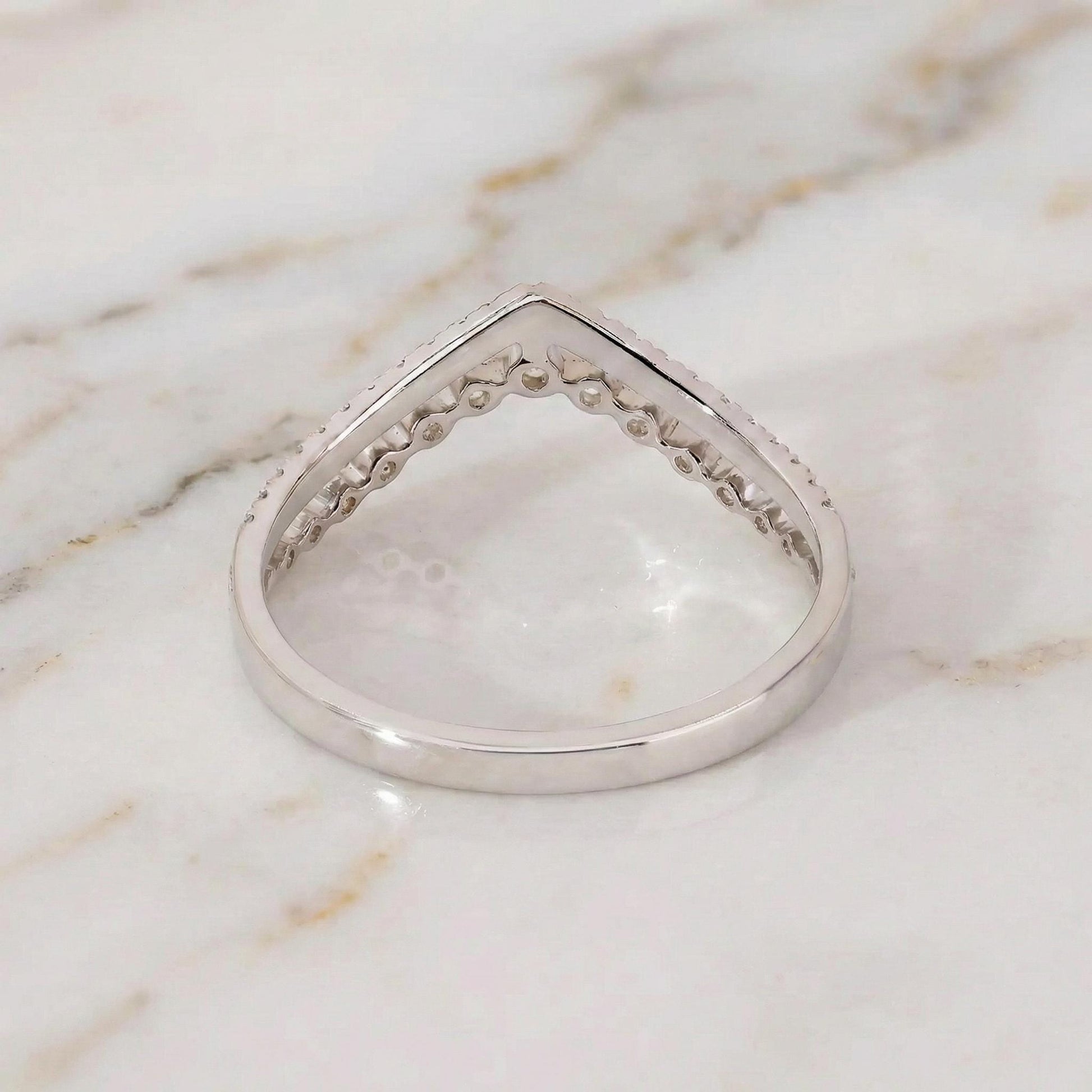 Double Band Wedding Ring Two Row Ring in 14k 18k 10k Solid Gold Pretty Multi Layer Bridal Ring Half Eternity Ring Lab Grown Diamond Ring