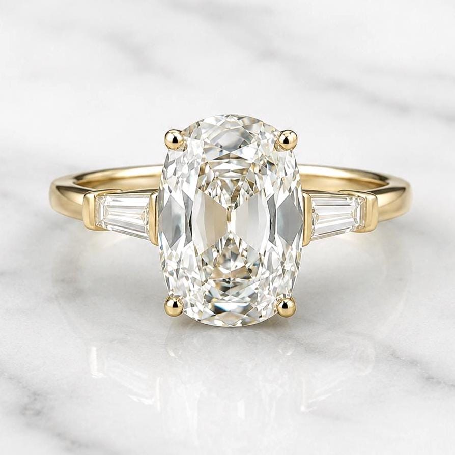 4.4 Ct IGI Certified Baguette Lab Diamond Engagement Ring