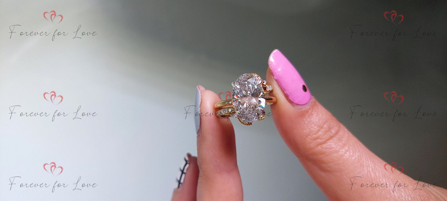 Oval Lab Diamond Eternity Band Oval cut Moissanite Brilliant Cut engagement ring in 935 Argentium Silver — custom handcrafted by Forever For Love