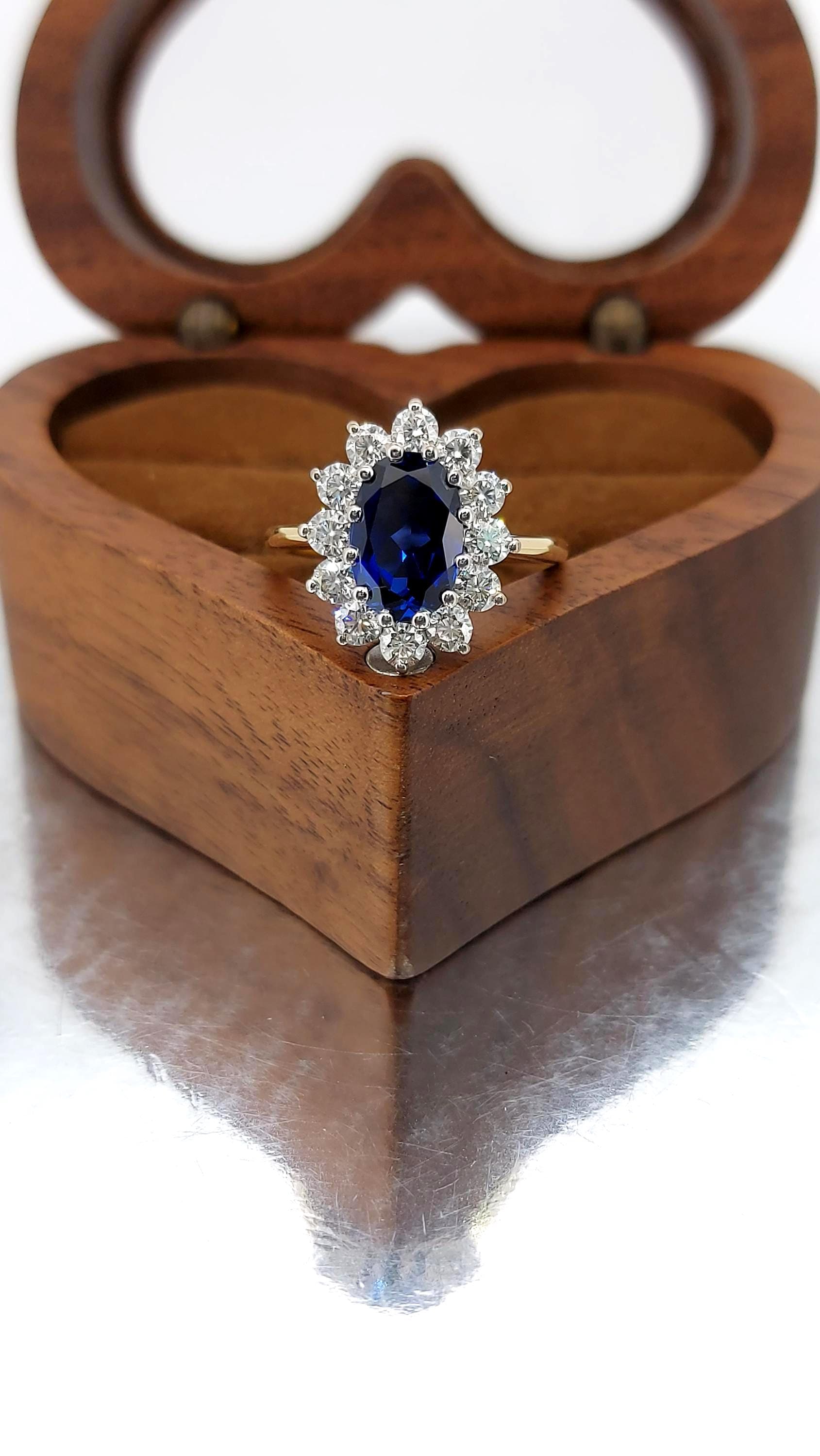8 Ct Oval Blue Natural Diamond, Sapphire Engagement Ring