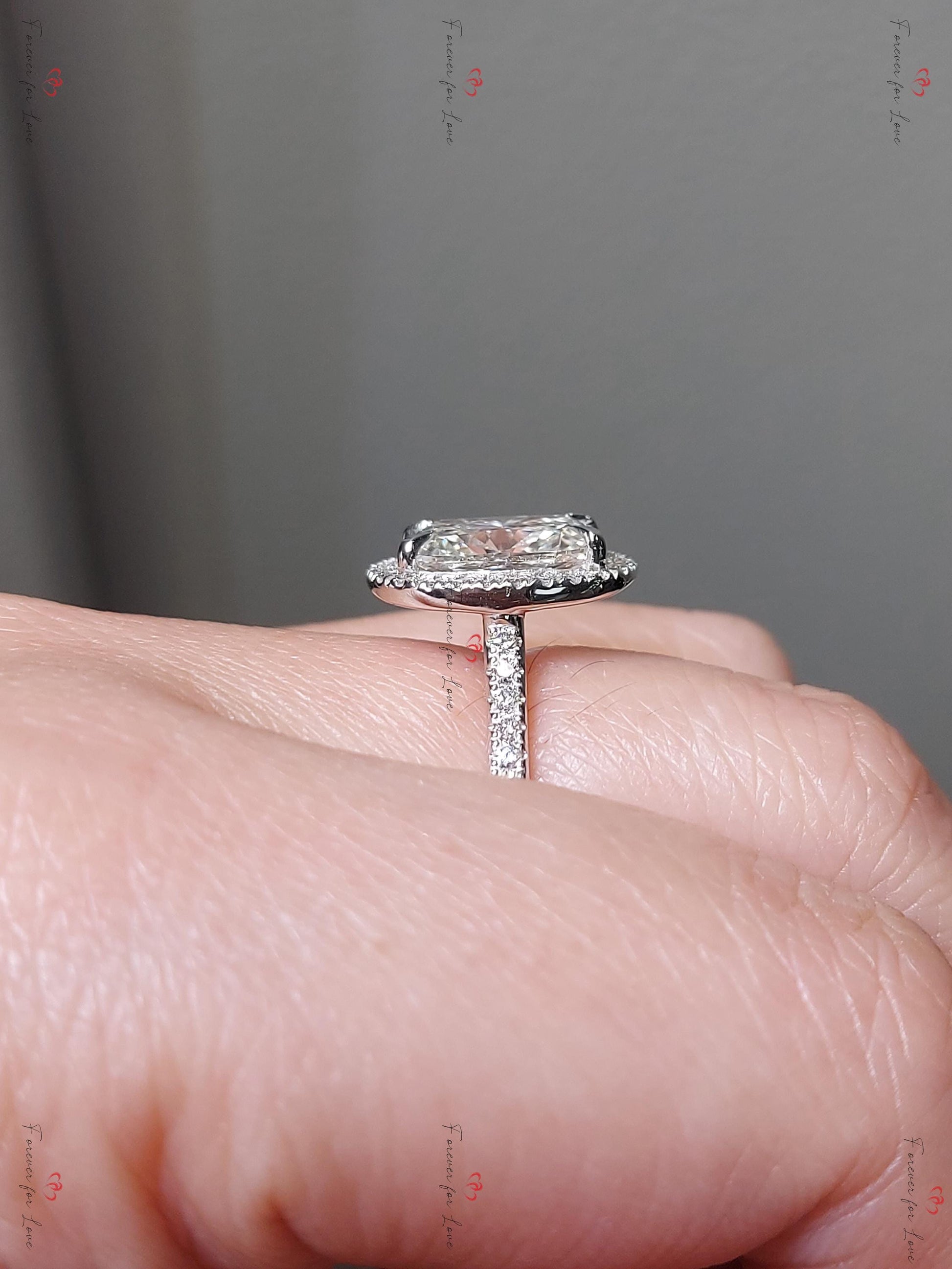 3.5 Ct IGI Certified Cushion Lab Diamond Hidden Halo Engagement Ring