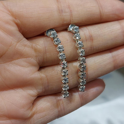 14k Gold- und Diamant-Hängeohrringe, 3mm Diamantohrringe, baumelnde Diamanten, echte Diamanten, 14k Rosé-, Weiß-, Gelbgold Ohrringe.