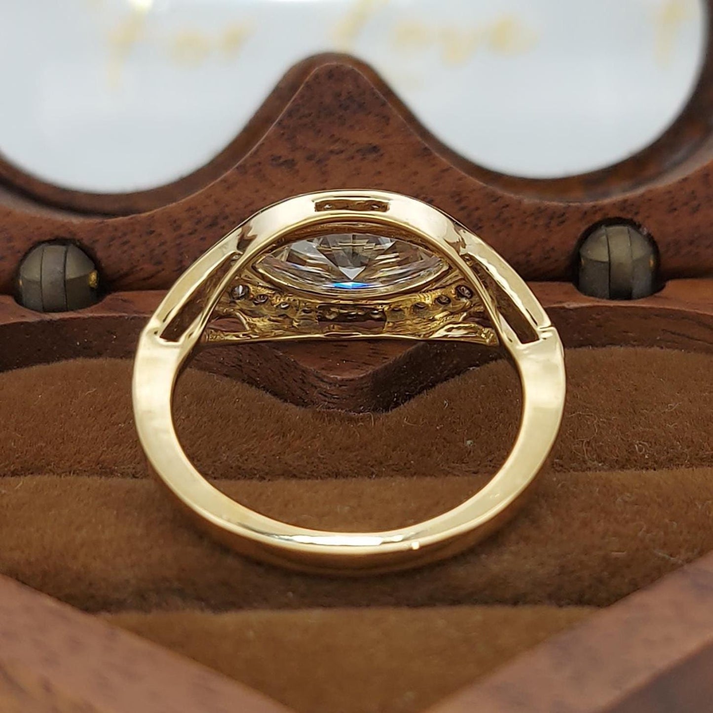 1.4 Ct Marquise Lab Diamond East-West Ring Marquise cut 1Ct Moissanite Brilliant Cut engagement ring in 935 Argentium Silver — custom handcrafted by Forever For Love