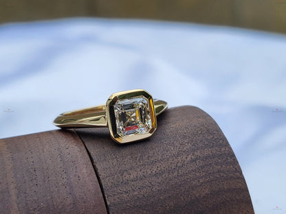 1 Ct GIA Certified Asscher Natural Diamond Solitaire Engagement Ring
