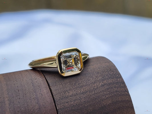 1 Ct GIA Certified Asscher Natural Diamond Solitaire Engagement Ring