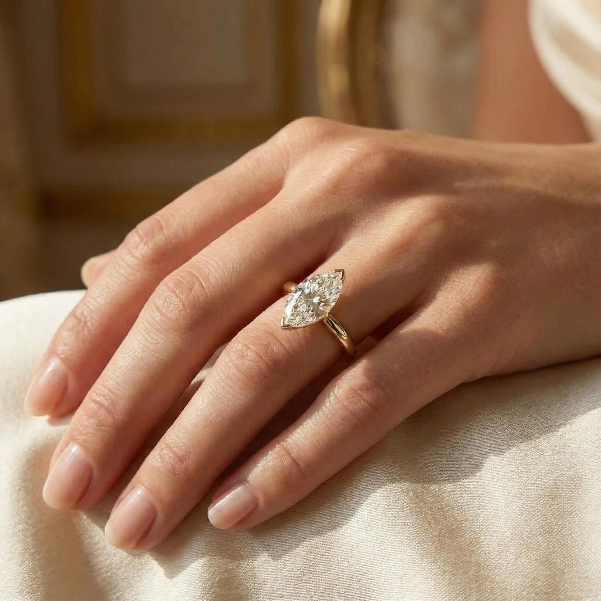 5 Ct IGI Certified Marquise Lab Diamond Engagement Ring