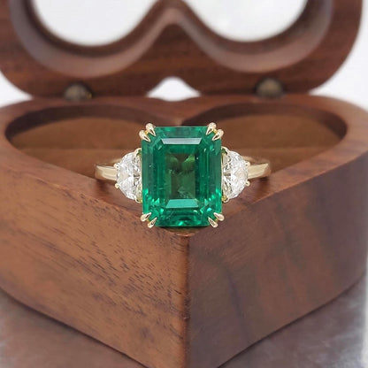 Emerald Diamond, Emerald, Moonstone Engagement Ring