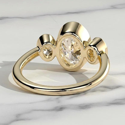 2 Ct IGI Certified Oval Gemstone Three Stone Engagement Ring