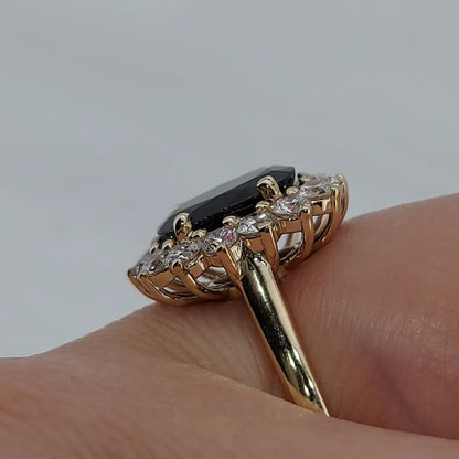 Oval Blue Diamond, Sapphire Engagement Ring