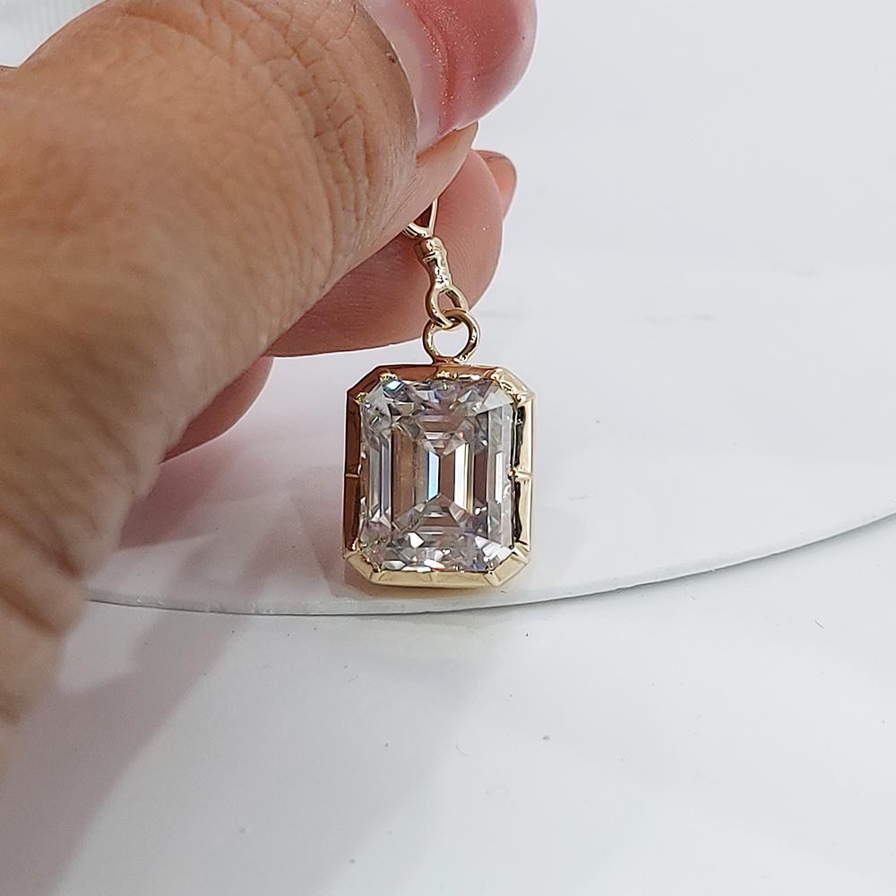 Emerald Moissanite Necklace, 14k Yellow Gold, Dainty Minimalist Pear Pendant, Real Diamond Womens Necklace, Special Gift For Her. Moissanite engagement ring in Gold or Platinum — custom handcrafted by Forever For Love