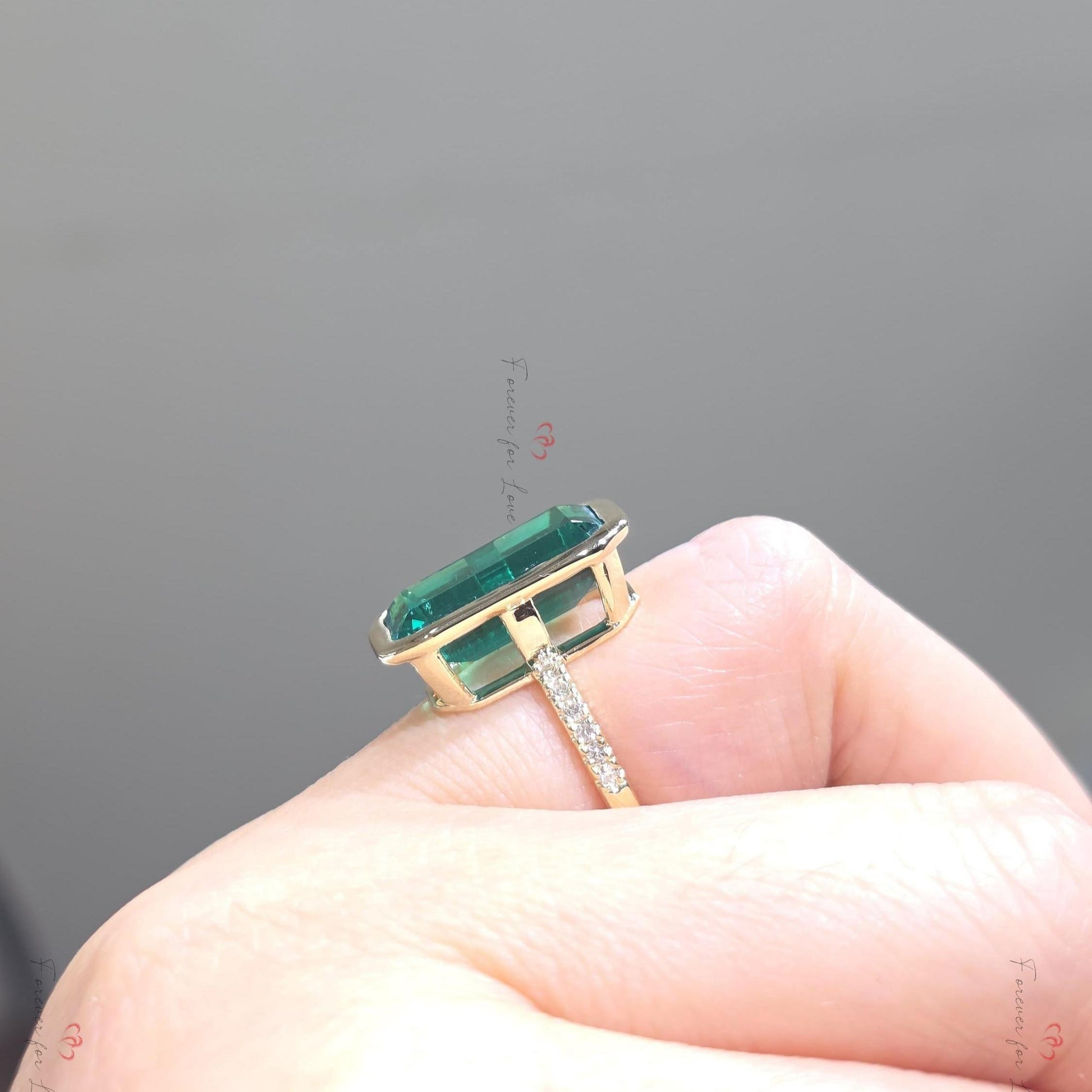 Marquise Diamond, Emerald Engagement Ring