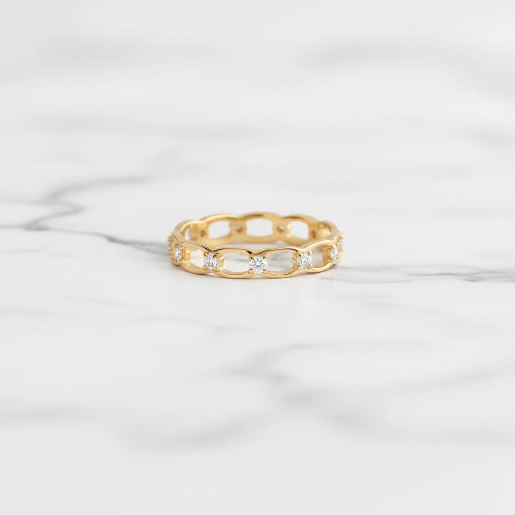 Diamant Ehering, runder Diamant Stacking Ring, Diamantring für Sie Diamant Halb Eternity, Jahrestagsring, stapelbarer Ring Round cut Moissanite engagement ring in 935 Argentium Silber — custom handcrafted by Forever For Love