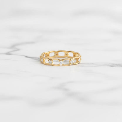 Diamond Wedding Band, Round Diamond Stacking Ring, Diamond Ring for Her Dimond Half Eternity, Anniversary Band, Stackable Ring