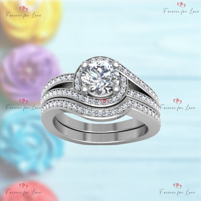 IGI Certified Round Lab Diamond Halo Engagement Ring