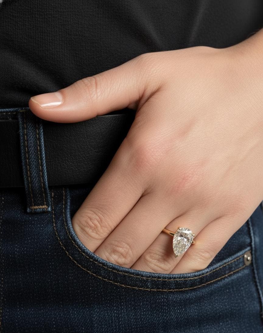 7 Ct IGI Certified Pear Lab Diamond Solitaire Engagement Ring