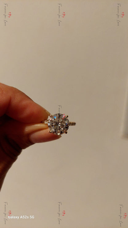 3 Ct Round Lab Diamond Hidden Halo Engagement Ring