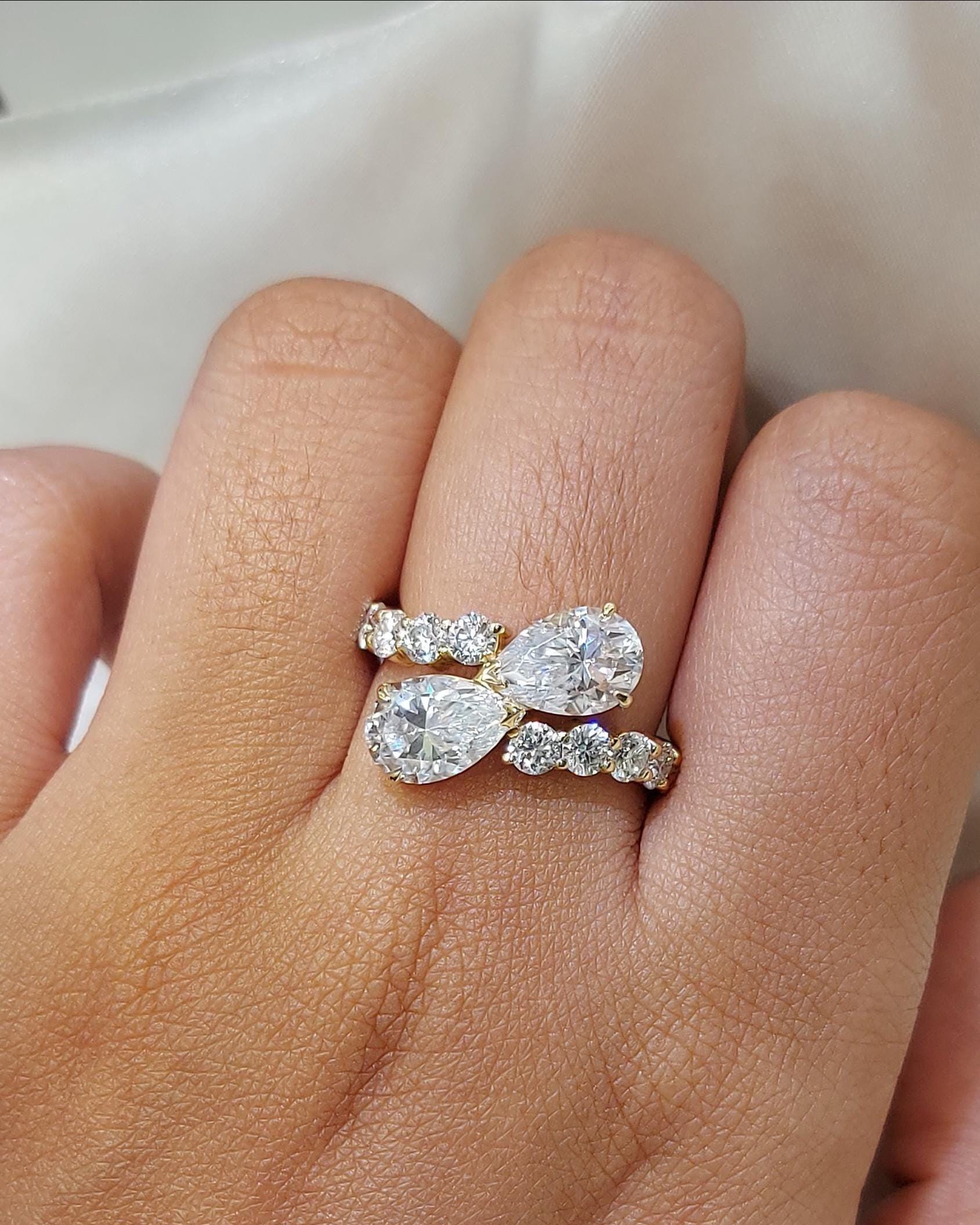 3.6 Ct IGI Certified Pear Lab Diamond Engagement Ring