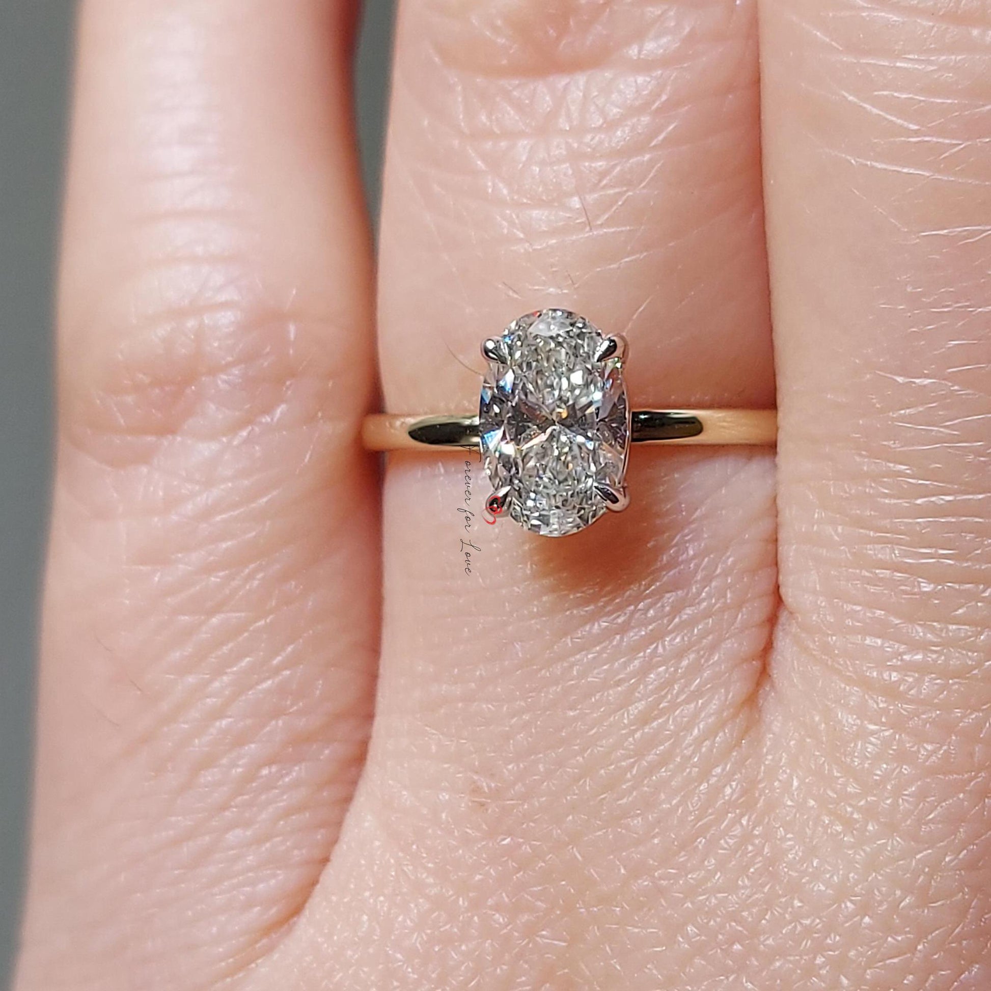 1 Ct Oval Lab Diamond Solitaire Engagement Ring