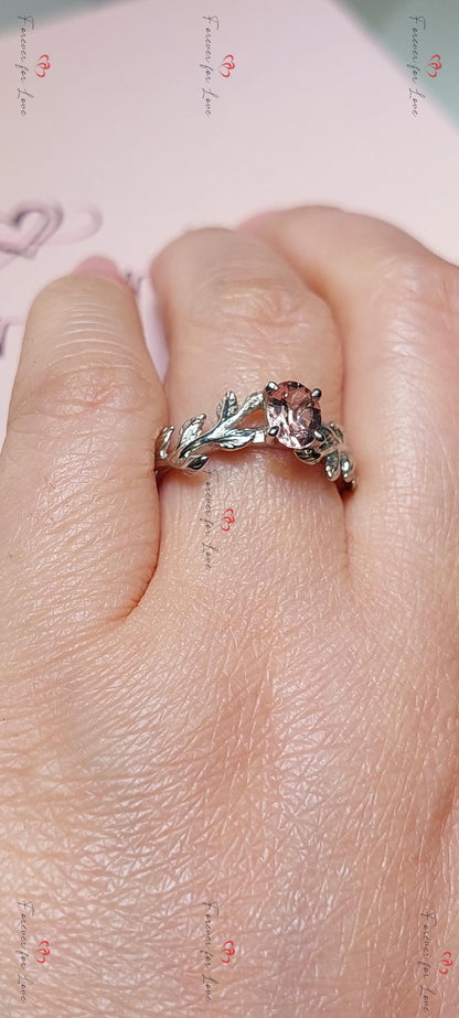 Oval Natural Diamond, Morganite Engagement Ring