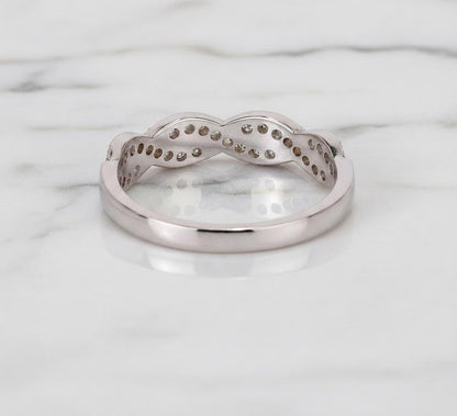 Twisted Wedding Band, Womens Diamond Eternity Band, 10K 14K 18K Solid Gold Ring, Twist Infinity Wedding Band, Stackable Band, Perfect gift