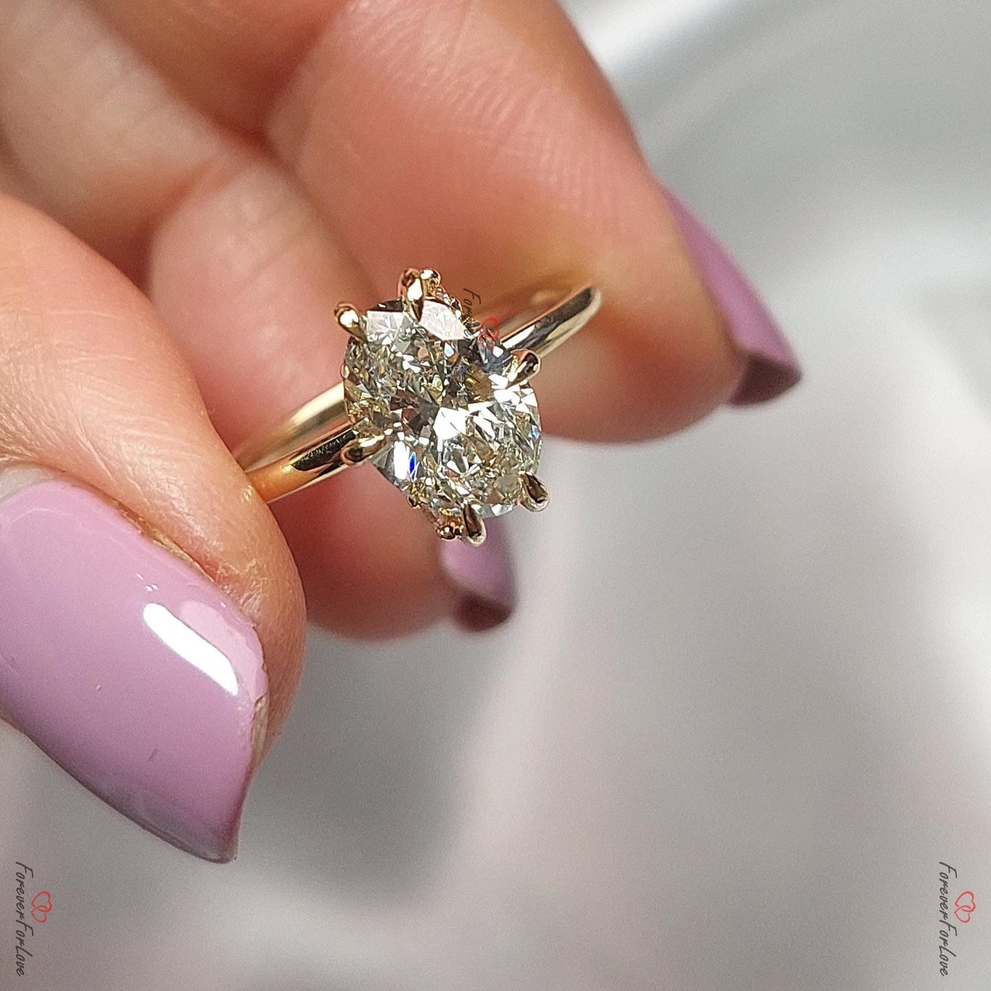 1.5 Ct Oval Lab Diamond Solitaire Engagement Ring Oval cut 1Ct Moissanite Brilliant Cut engagement ring in 935 Argentium Silver — custom handcrafted by Forever For Love