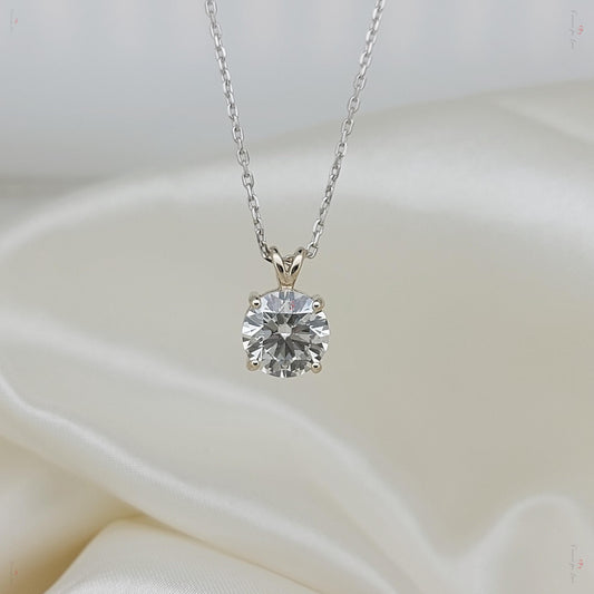 Round diamond Necklace, 14k White Gold, Dainty Minimalist Round Pendant, Real Diamond Womens Necklace, Special Gift For Her.