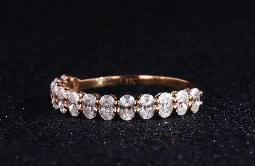 Oval Moissanite Half Eternity Band