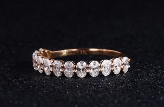 Oval Moissanite Half Eternity Band