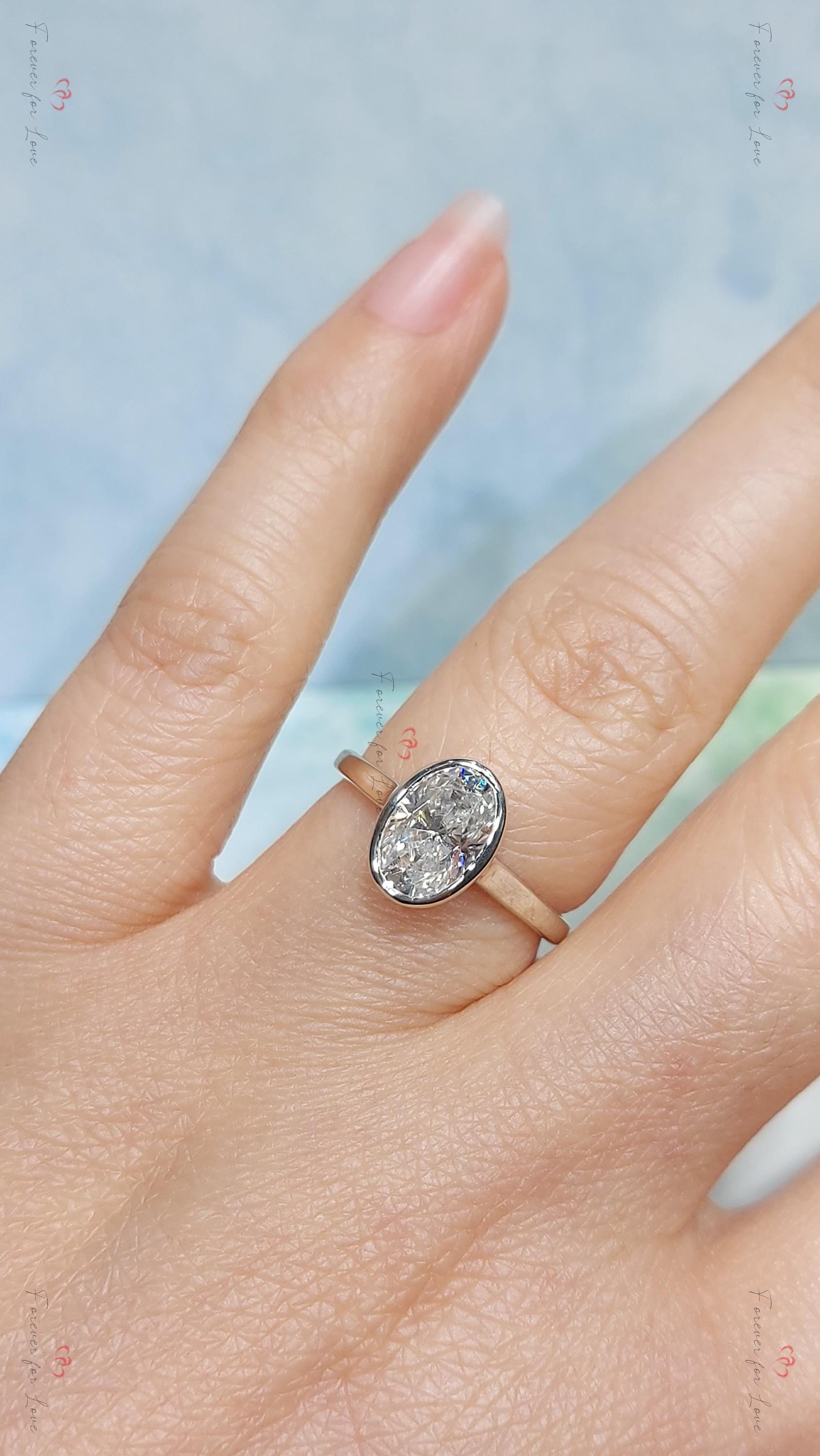 Oval Diamond, Moissanite Solitaire Engagement Ring