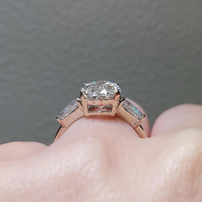 5 Ct Oval Lab Diamond Three Stone Engagement Ring