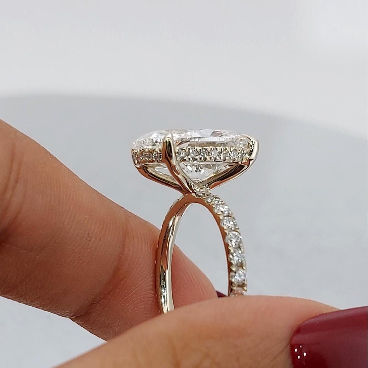 5.5 Ct Oval Lab Diamond Engagement Ring Oval cut 1Ct Moissanite Brilliant Cut engagement ring in 935 Argentium Silver — custom handcrafted by Forever For Love