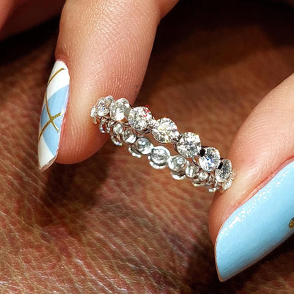 Round Lab Grown Diamond Wedding Band 2.5 MM Round Lab Created Band Matching Band, Floating Bubble Band Solid Gold Unique Full Eternity Ring.