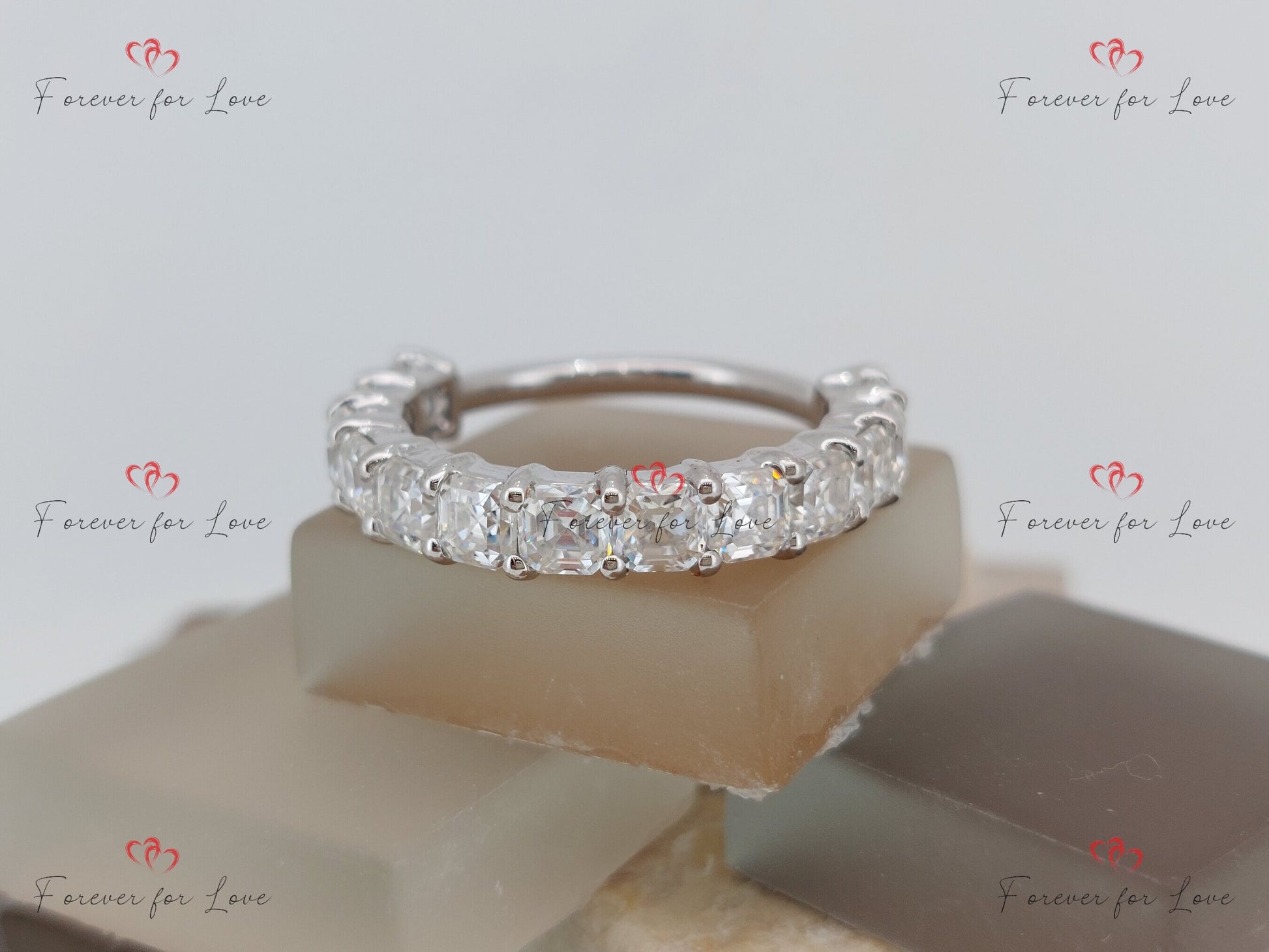 Asscher Moissanite Eternity Band