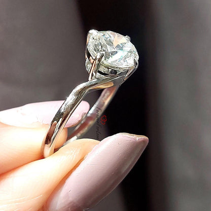 2 Ct Round Lab Diamond Solitaire Engagement Ring