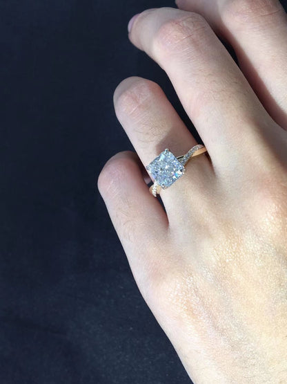 2 Ct Cushion Diamond Halo Engagement Ring