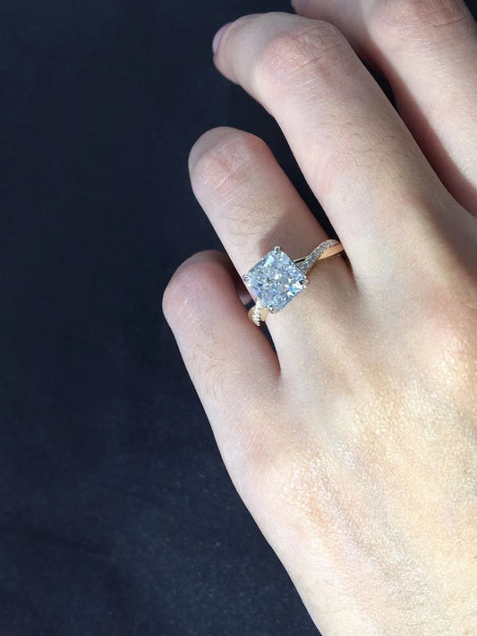 2 Ct Cushion Diamond Halo Engagement Ring