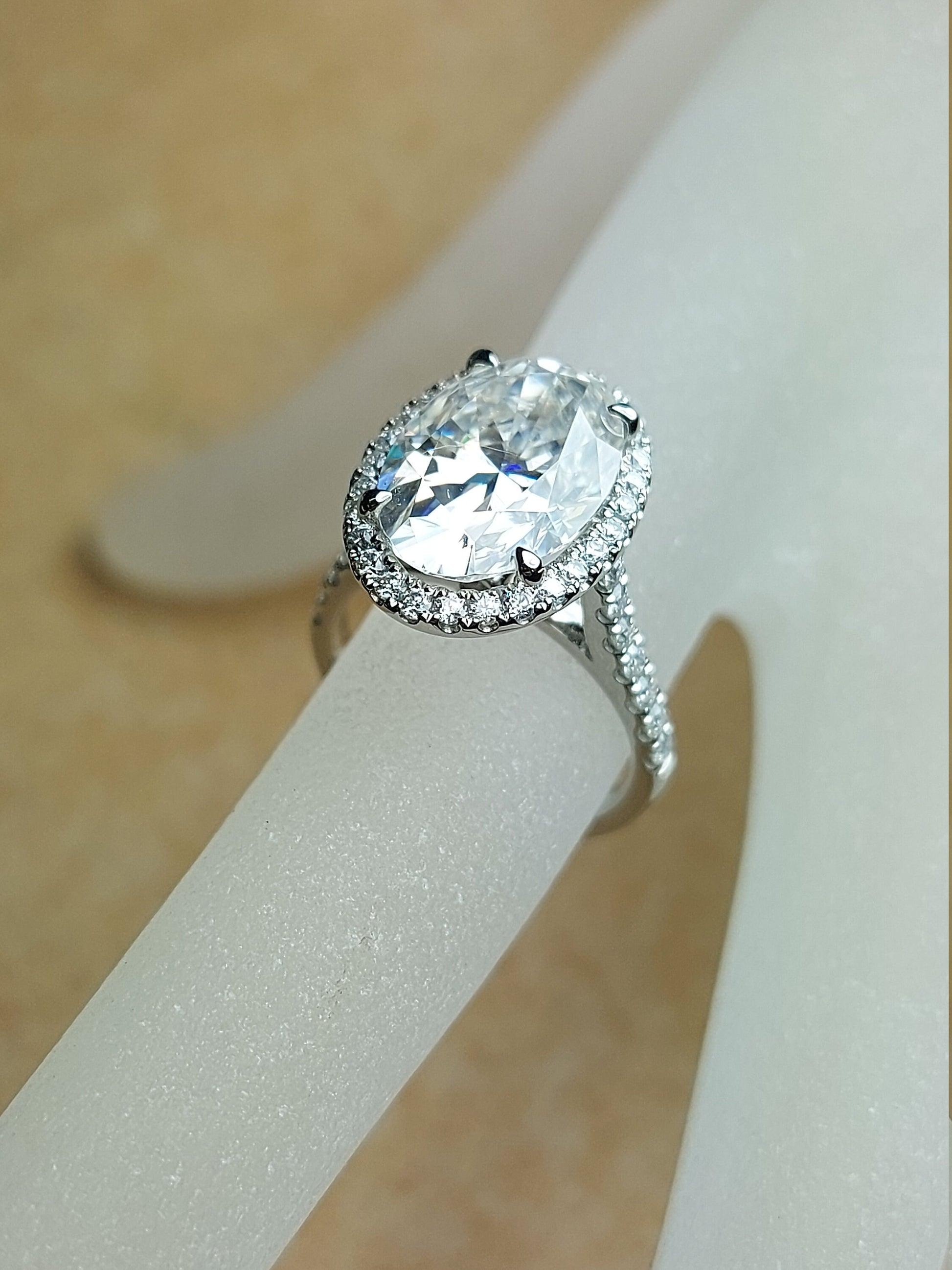 7 Ct Oval Diamond, Moissanite Halo Engagement Ring