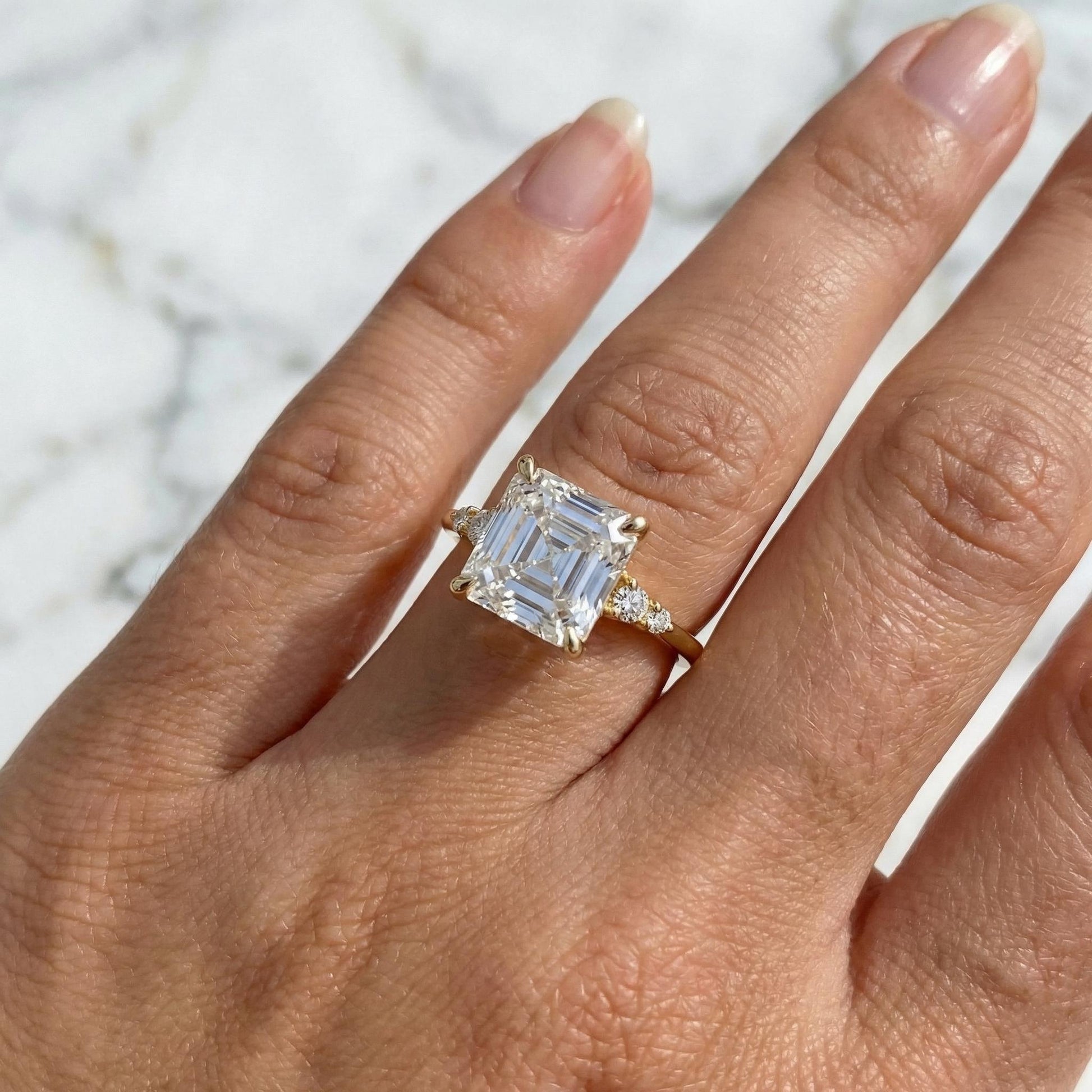 5 Ct IGI Certified Asscher Lab Diamond Engagement Ring