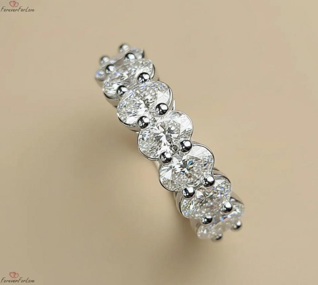 Oval Lab Grown Diamond Anniversary Band, Seven Stone Band for Her, CVD Diamond Wedding Half Eternity Band, Oval Matching Band for Gift