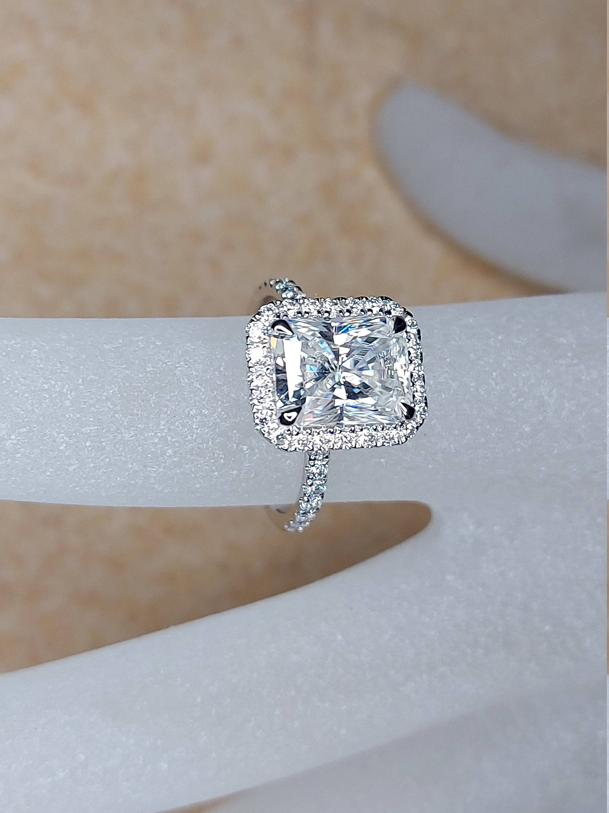 IGI Certified Radiant Diamond Halo Engagement Ring