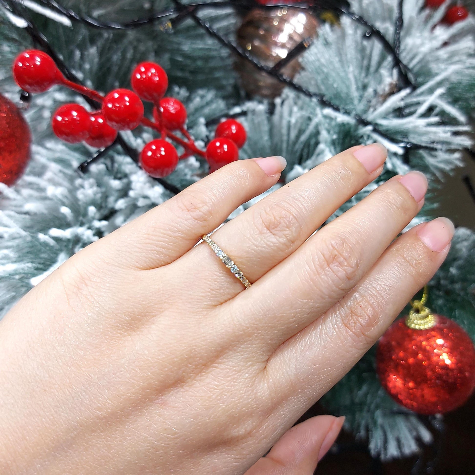 Baguette Lab Diamond Half Eternity Band