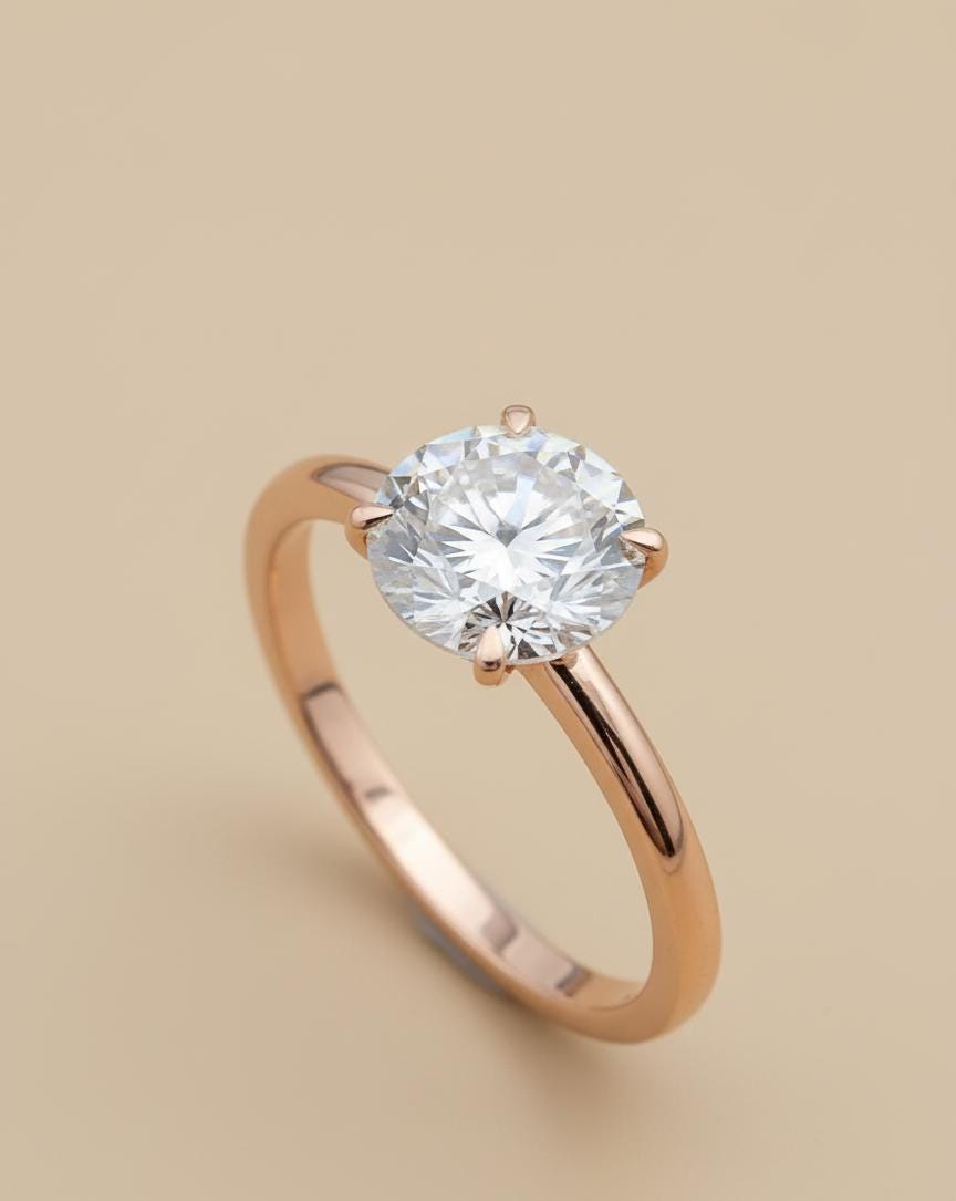 3 Ct IGI Certified Round Lab Diamond Solitaire Engagement Ring Round cut 1Ct Moissanite Brilliant Cut engagement ring in 935 Argentium Silver — custom handcrafted by Forever For Love