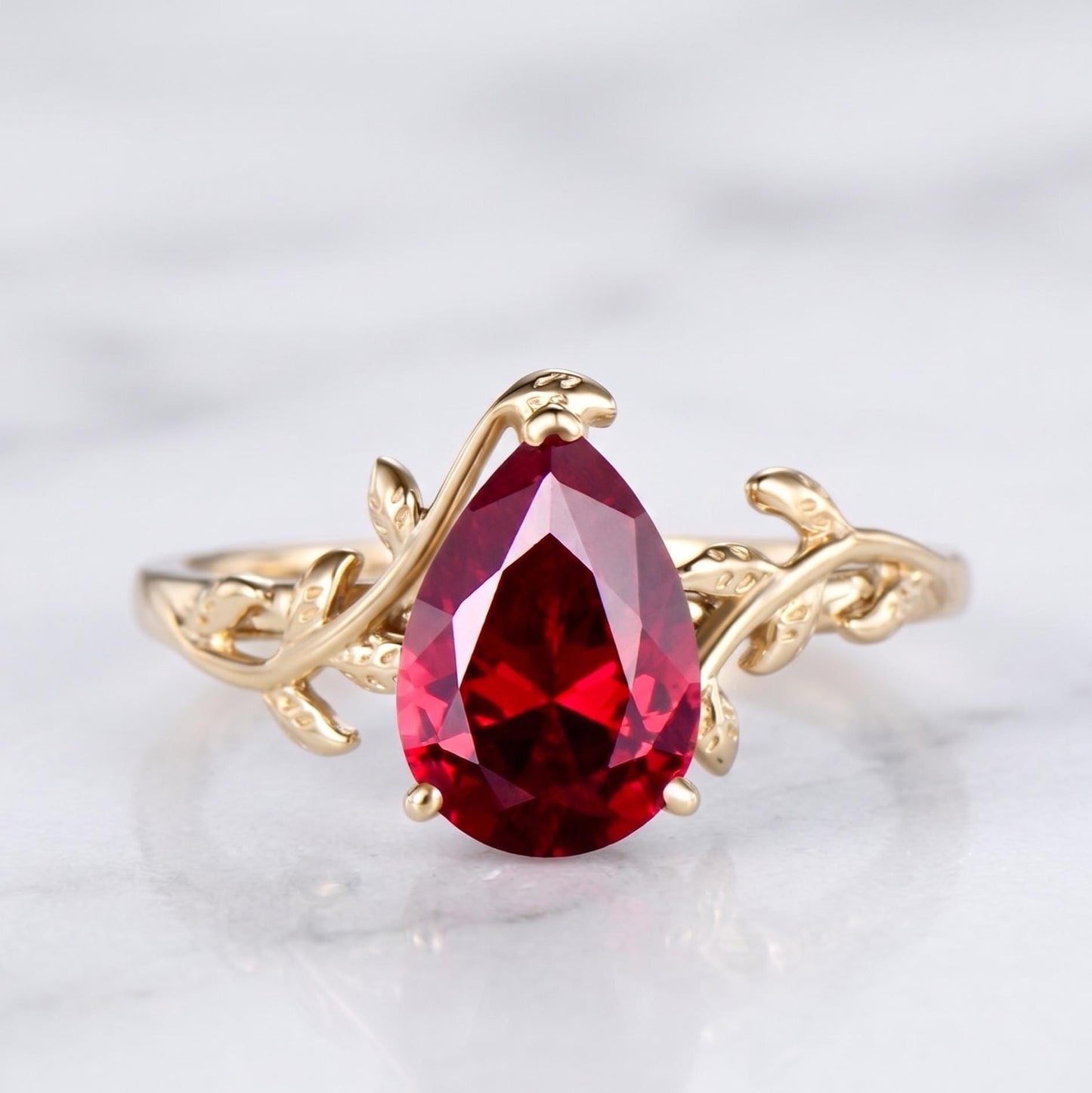 2 Ct Pear Ruby Engagement Ring Pear cut 1Ct Natural Ruby engagement ring in 935 Argentium Silver — custom handcrafted by Forever For Love