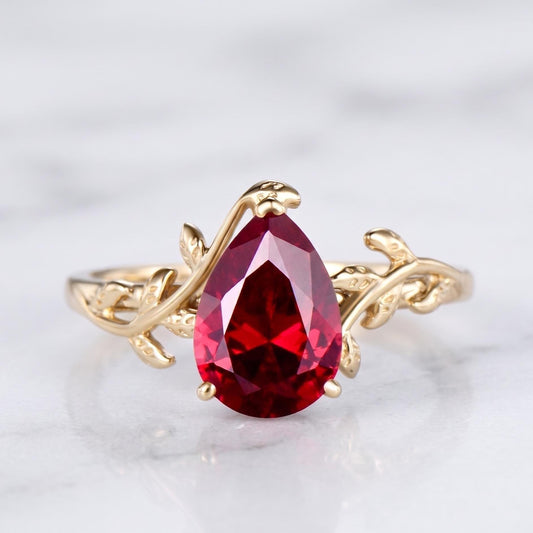 2 Ct Pear Ruby Engagement Ring