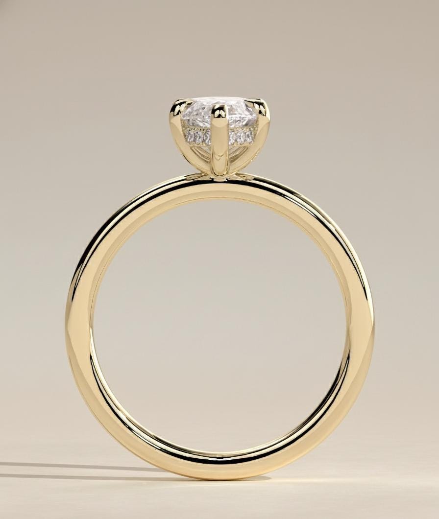1.5 Ct IGI Certified Marquise Lab Diamond Hidden Halo Engagement Ring